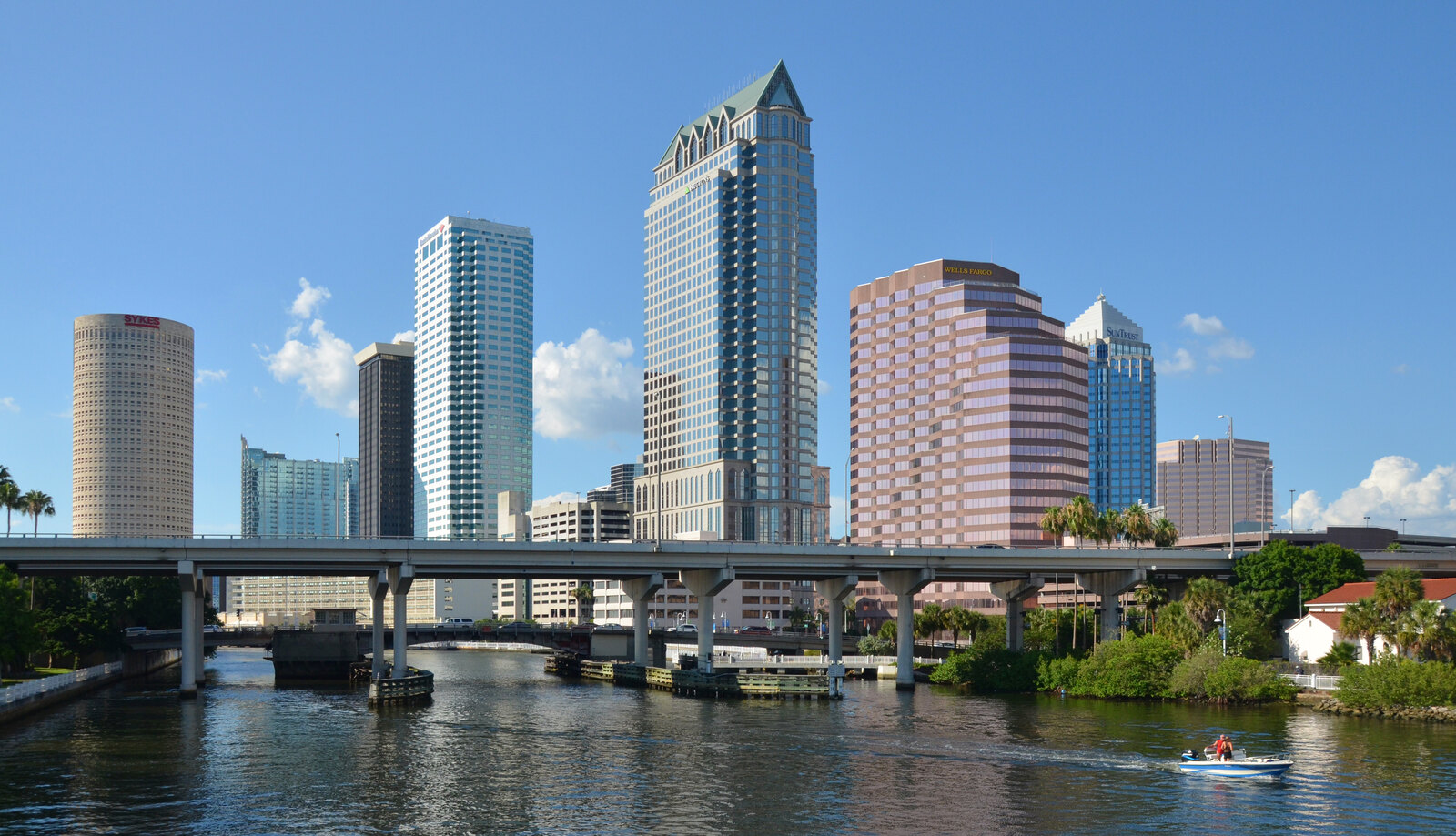 The downtown Tampa skyline seen across the water