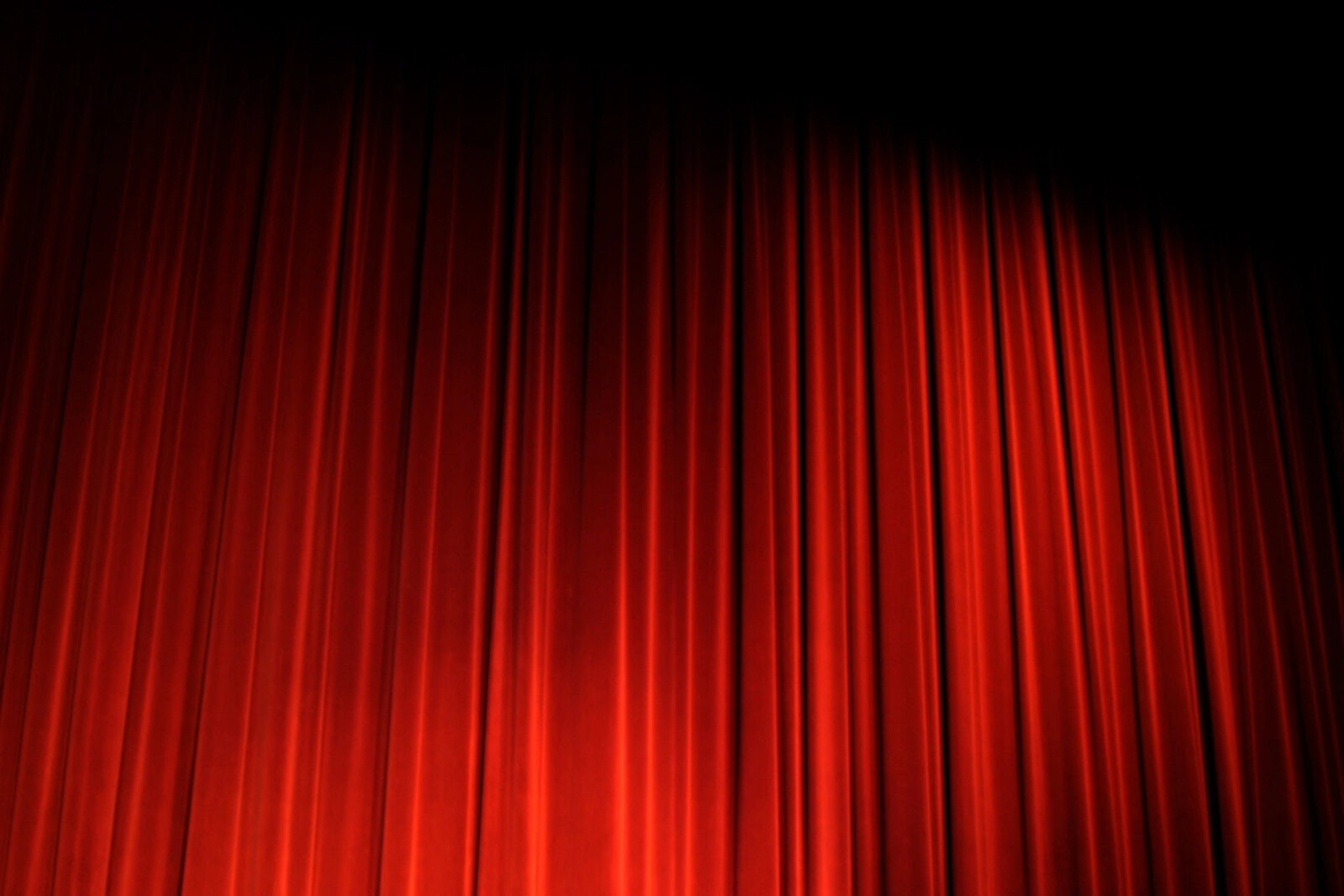 A red theater stage curtain