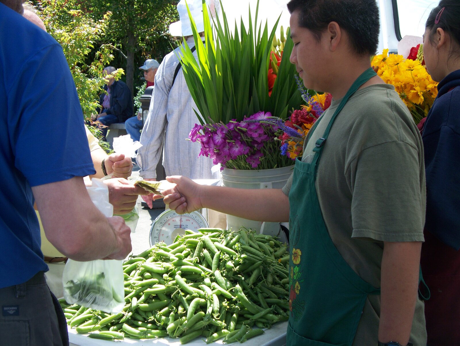 A farmers market produce stall, representative image