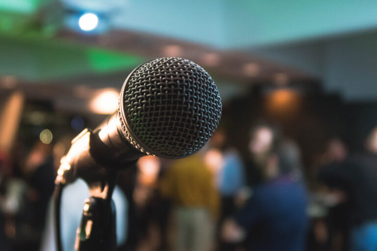 A microphone at a karaoke night