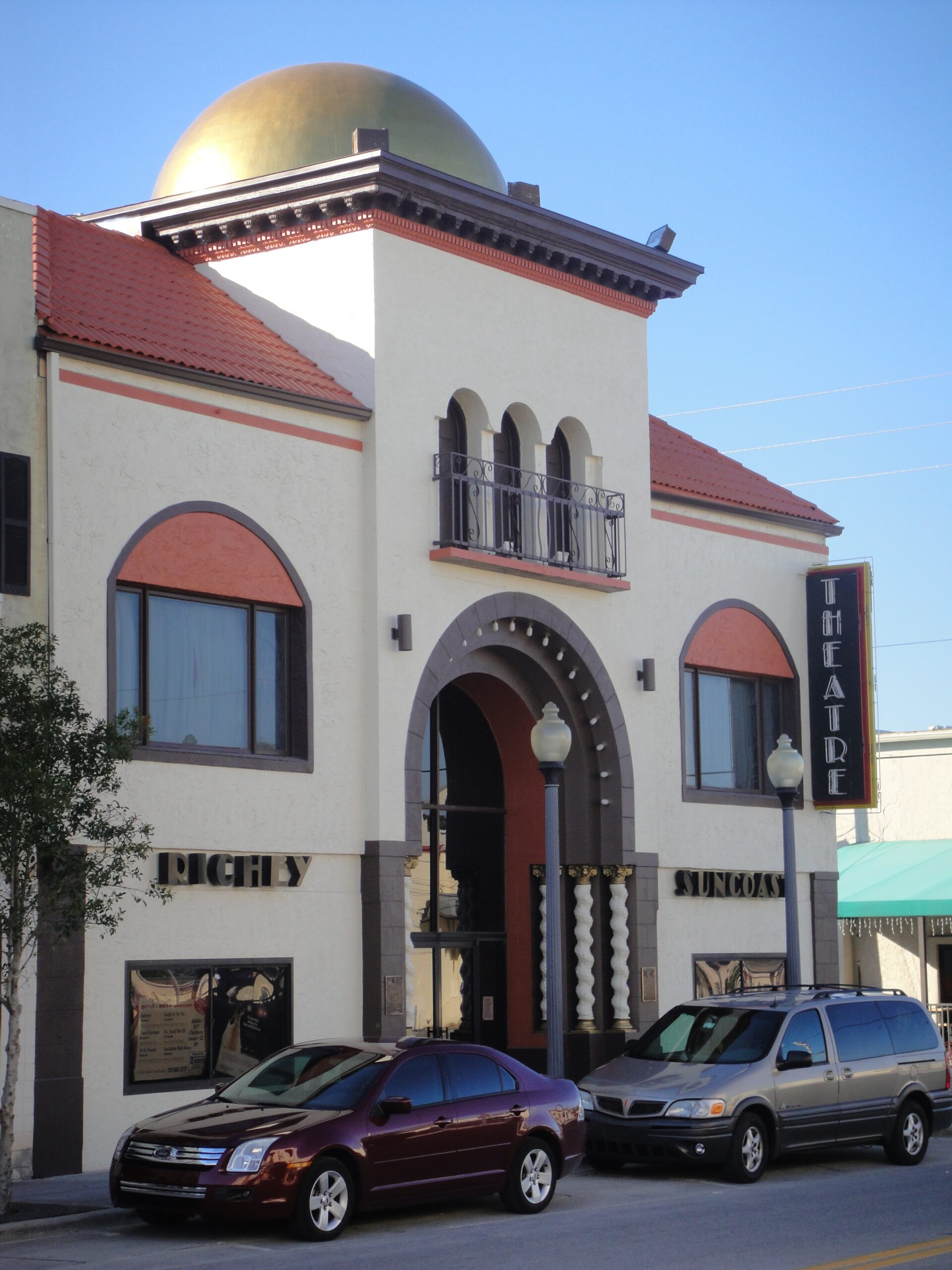 Exterior of the Richey Suncoast Theatre in downtown New Port Richey