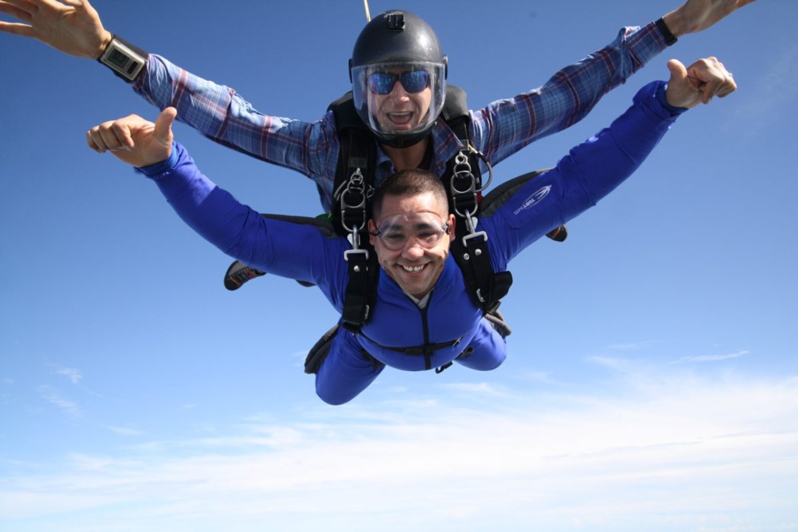 Tandem skydivers in freefall at Skydive City